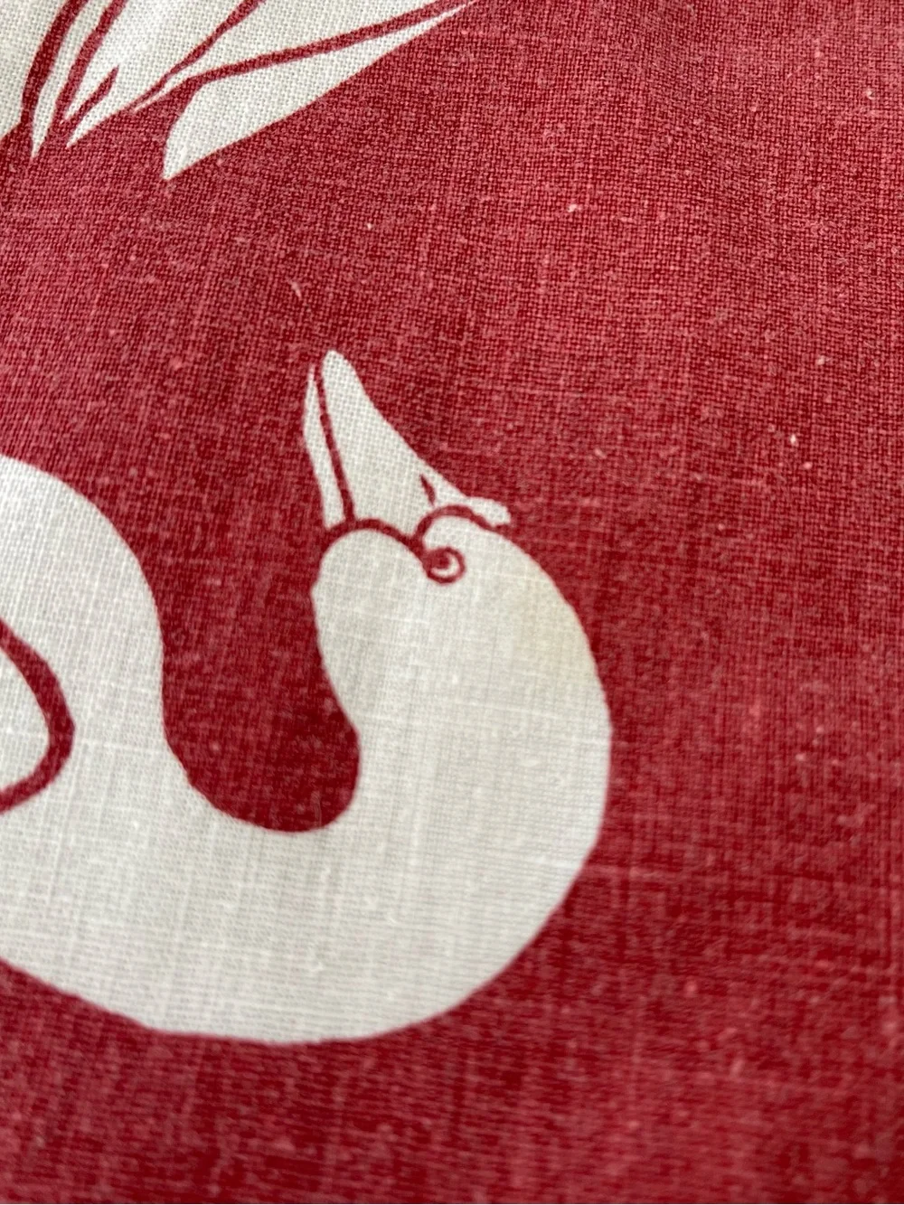 Red and White Bird Geese Square Scarf Linen
